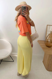 Lanie Wide Leg Cotton Gauze Style Trousers-Yellow