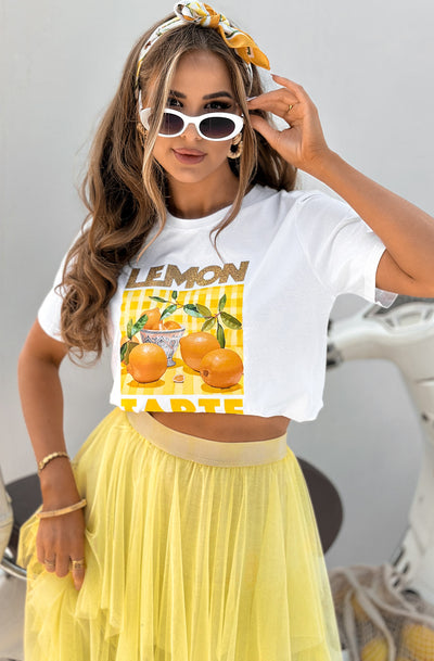 'Lemon Tarte' Graphic Printed T-Shirt Top-Ivory
