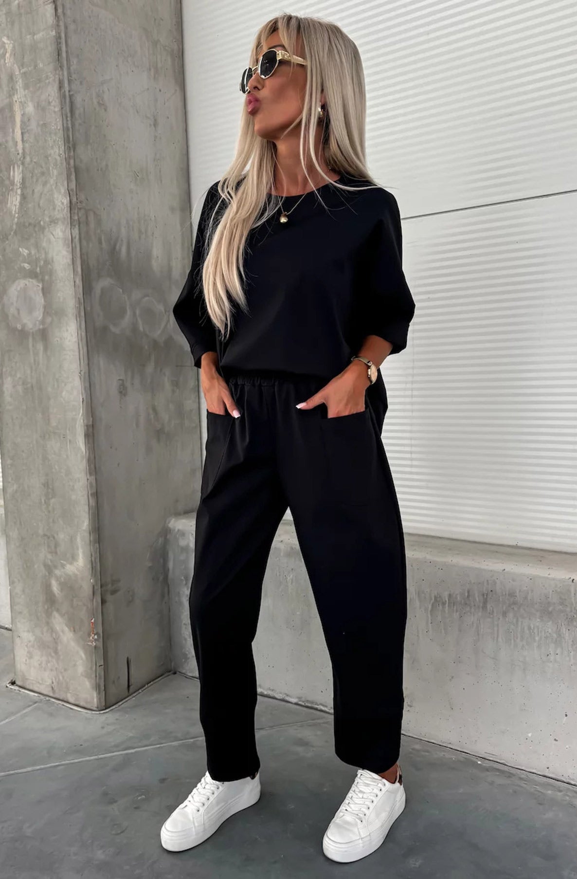 Liora Oversize Pocket Co-ord Set-Black