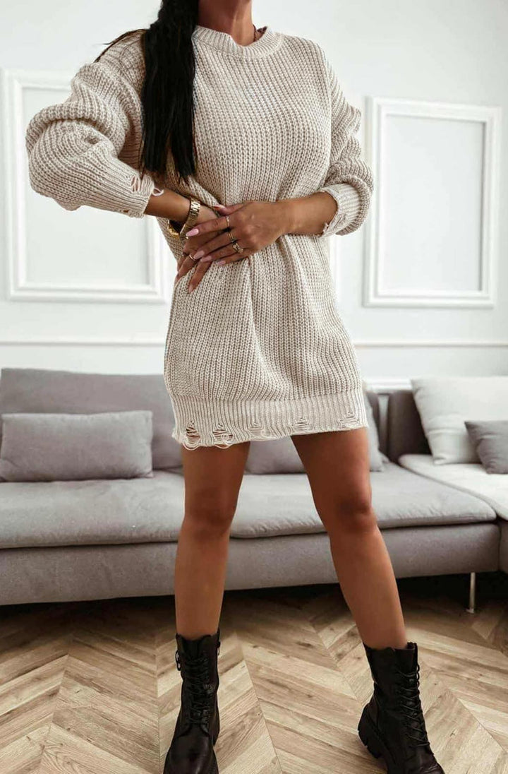 Livia Knitted Sweater Tunic Dress-Stone