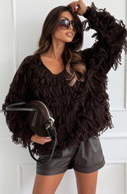 Maribel Boho Tassel Sweater Jumper-Brown