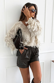 Maribel Boho Tassel Sweater Jumper-Cream