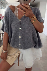 Marie Sleeveless Oversized Knitted Cardigan-Grey