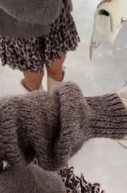 Meredith Tie-Up Knitted Cardigan-Brown