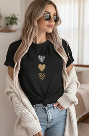 Myra Animal Hearts Graphic T-Shirt Top-Black