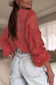 Nerina Light Knitted Jumper Sweater-Rust