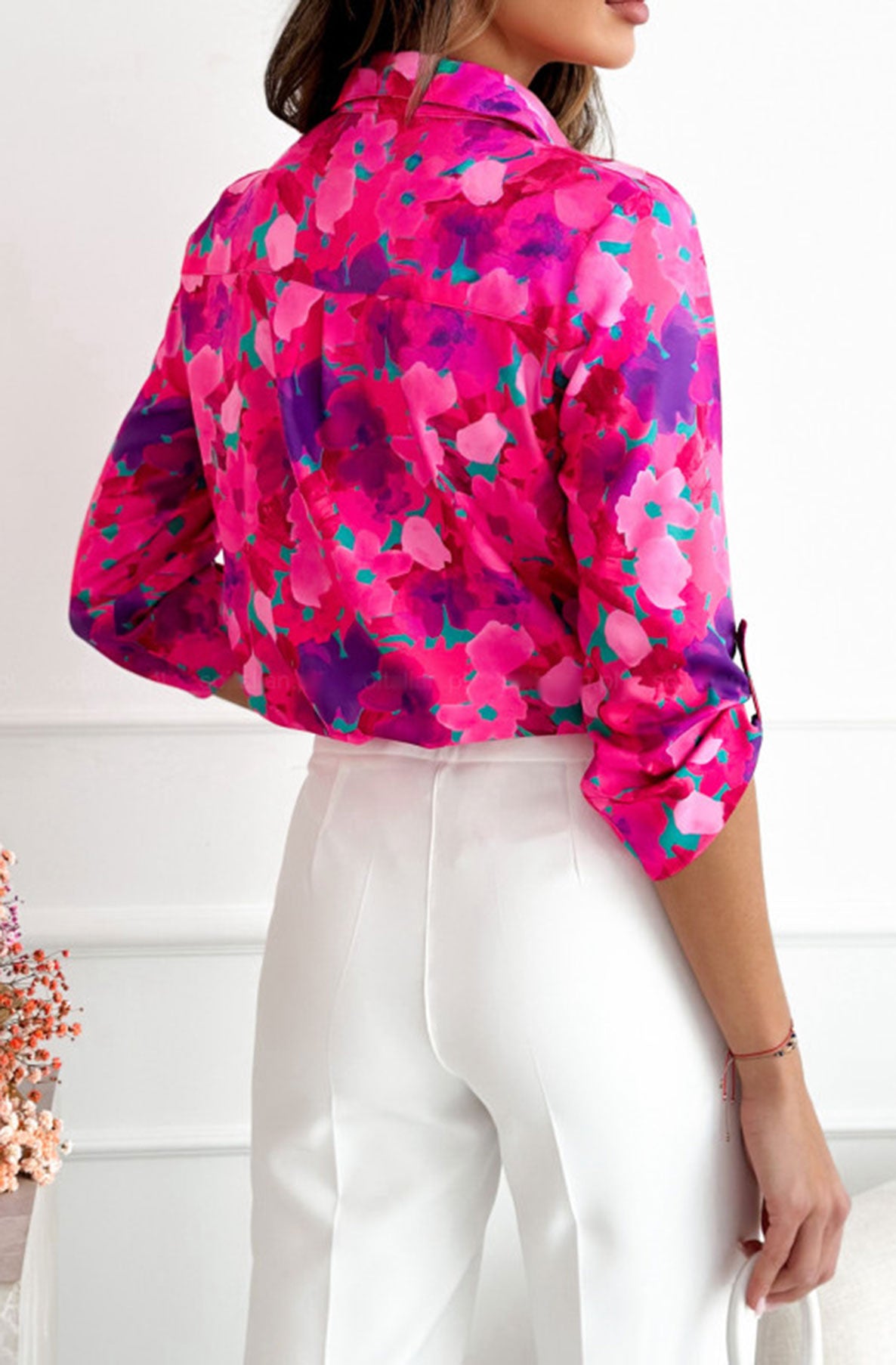 Neve Floral Printed Shirt Blouse Top-Pink
