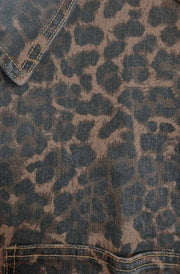 Nola Oversized Leopard Denim Shacket-Brown
