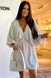 Norah Cotton Gauze Style Dress-Stone