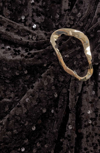 Nori Sequin Wrap Gold Buckle Midaxi Skirt-Dark Brown