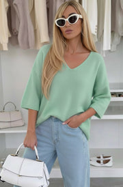 Phoebe Floral Appliqué Lightweight Open-Knit Fabric Knitted Jumper-Sage