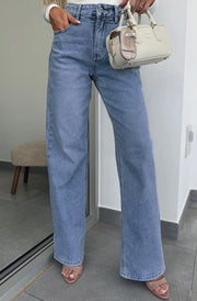 Rania Wide Leg Denim Jeans-Blue