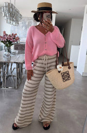 Rebecca Long Sleeves Light Knitted Cardigan-Pink