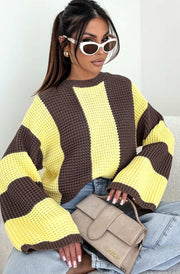 Reyana Striped Wide Sleeve Jumper-Yellow