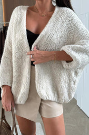 Romy Oversized Knitted Cardigan-Cream