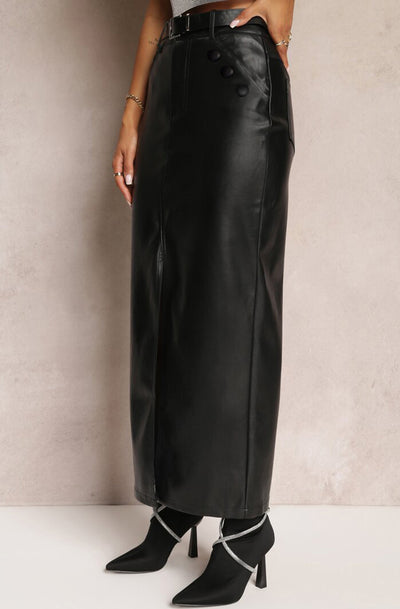 Roxie PU faux Leatherette Skirt-Black