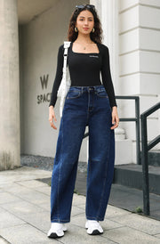 Runi Relaxed Balloon Fit Denim Jeans-Dark Blue