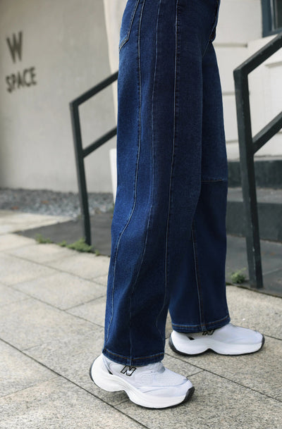 Runi Relaxed Balloon Fit Denim Jeans-Dark Blue