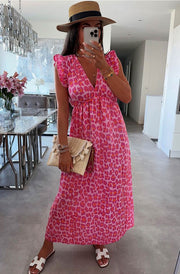 Ruth Leopard Animal Print Maxi Dress-Pink
