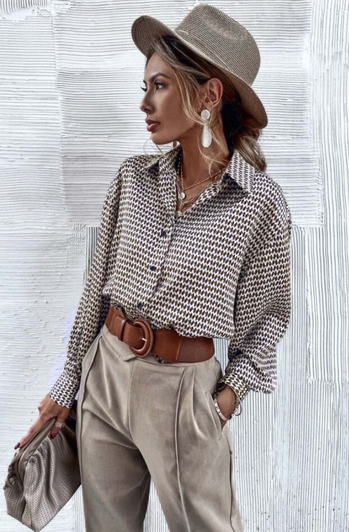 Saria Abstract Print Shirt Blouse-Multi