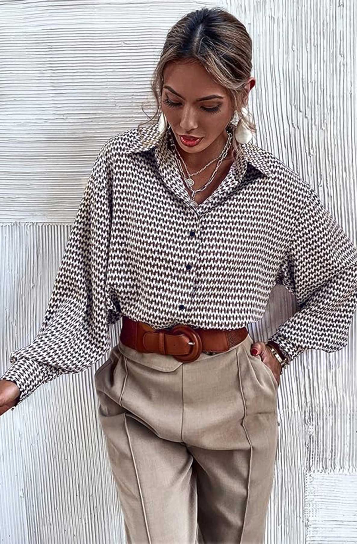 Saria Abstract Print Shirt Blouse-Multi