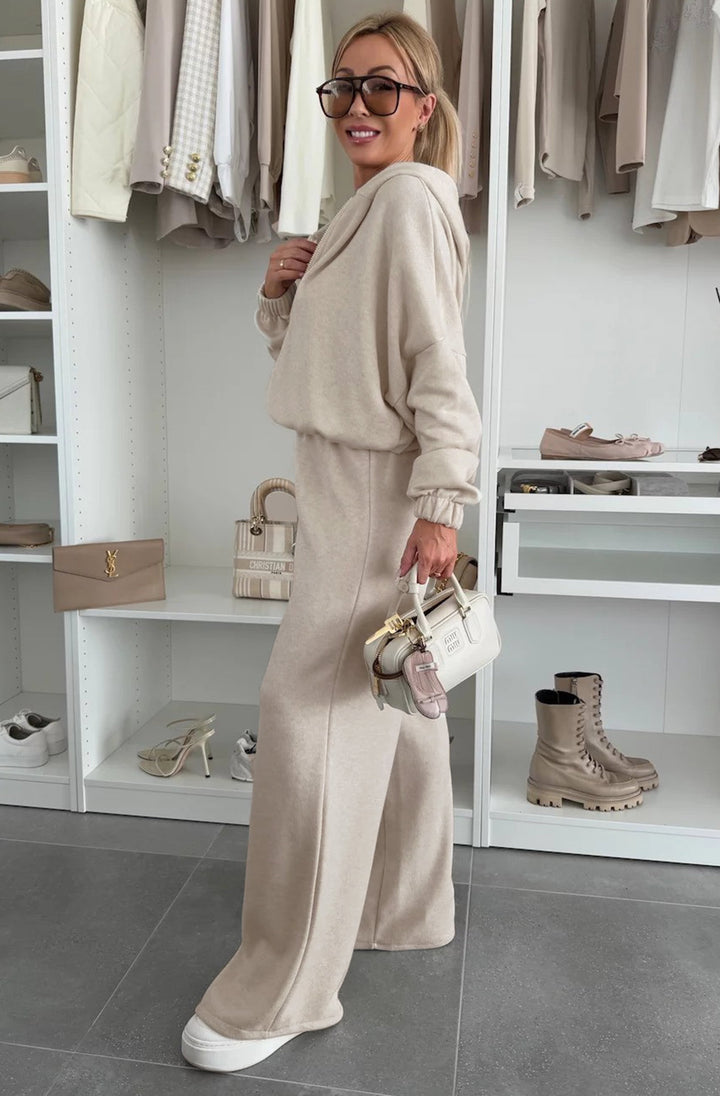 Seren Hooded Two Piece Lounge Set-Stone