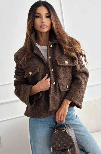 Shaya Boucle Style Jacket-Brown