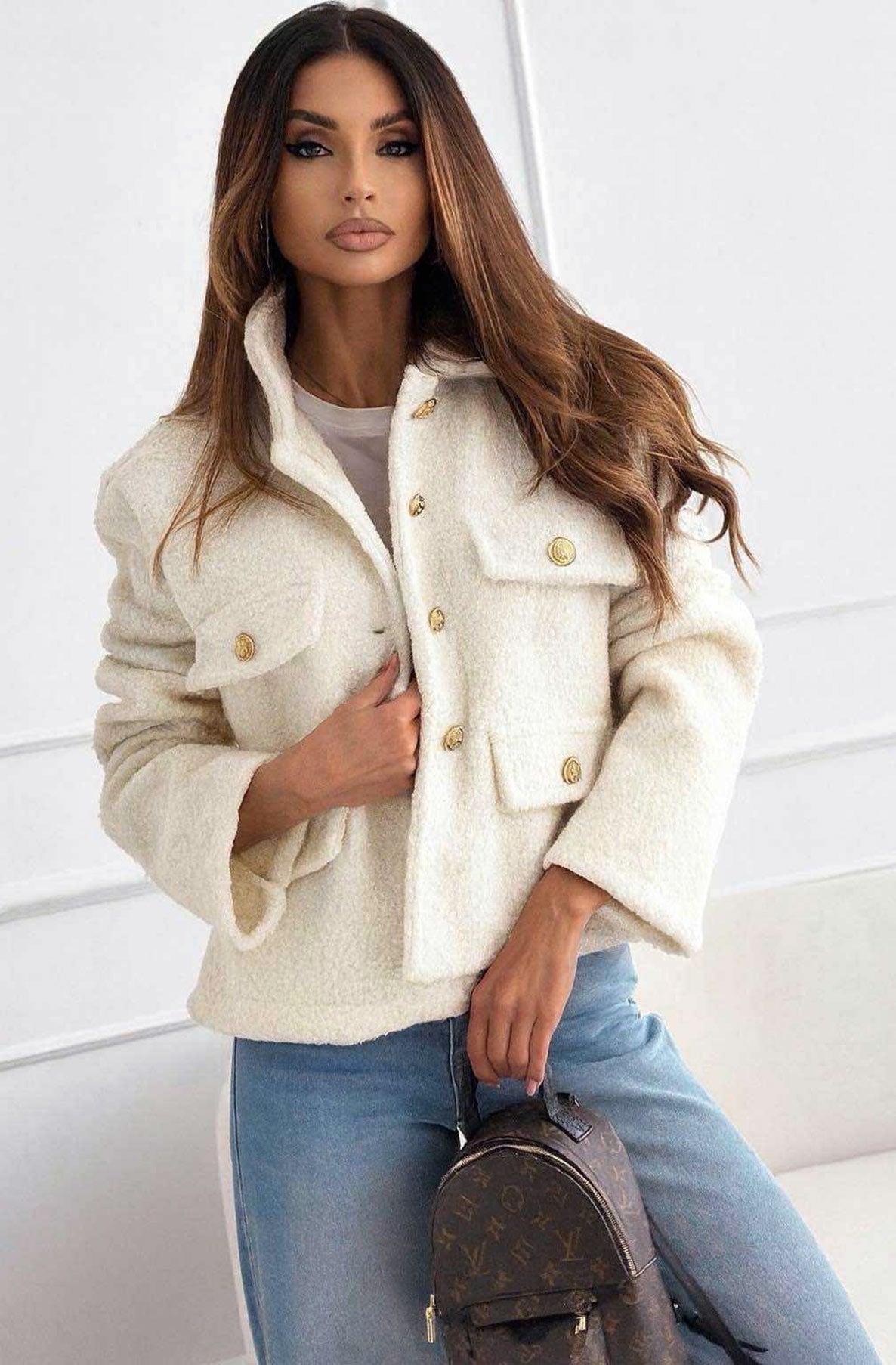 Shaya Boucle Style Jacket-Ivory