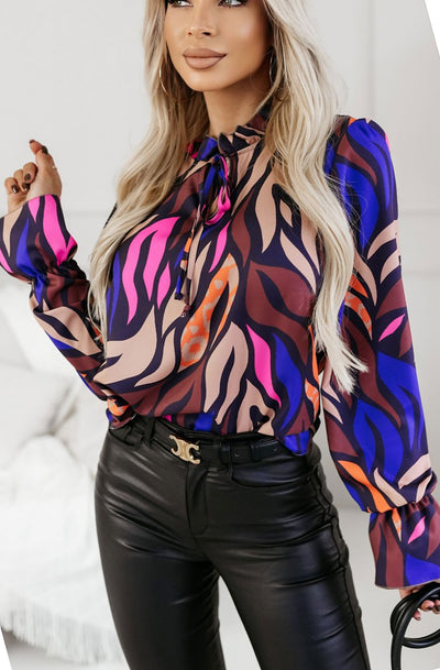 Shirley Abstract Print Blouse Top-Multi