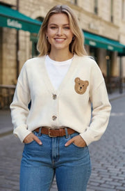 Sia Teddy Buttoned Cardigan-Ivory