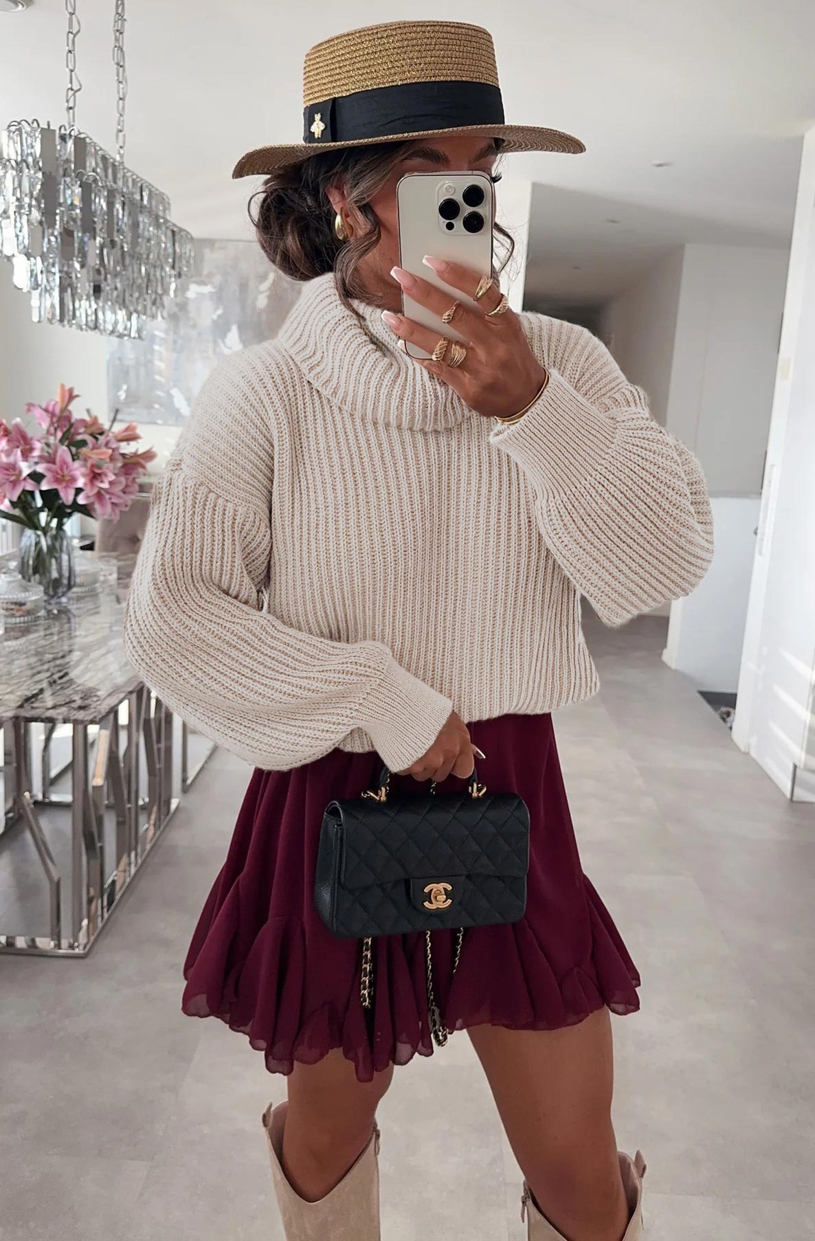 Silvia Oversized Turtleneck Sweater Jumper-Cream