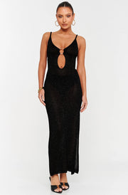 Talia Shimmer Light Knitted Midaxi Dress-Black