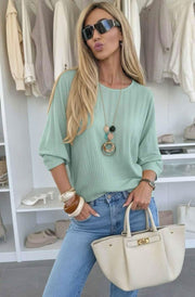 Talisa Lightweight Pleated Necklace Top-Sage