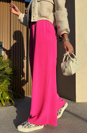 Tamika Wide Leg Pocket Detail Trousers-Hot Pink