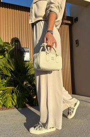 Tamika Wide Leg Pocket Detail Trousers-Stone