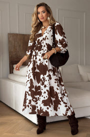 Tennessee Cotton Gauze Style Midaxi Dress-Brown
