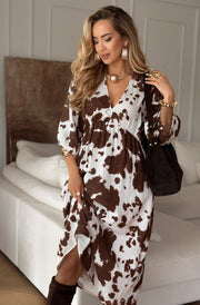 Tennessee Cotton Gauze Style Midaxi Dress-Brown