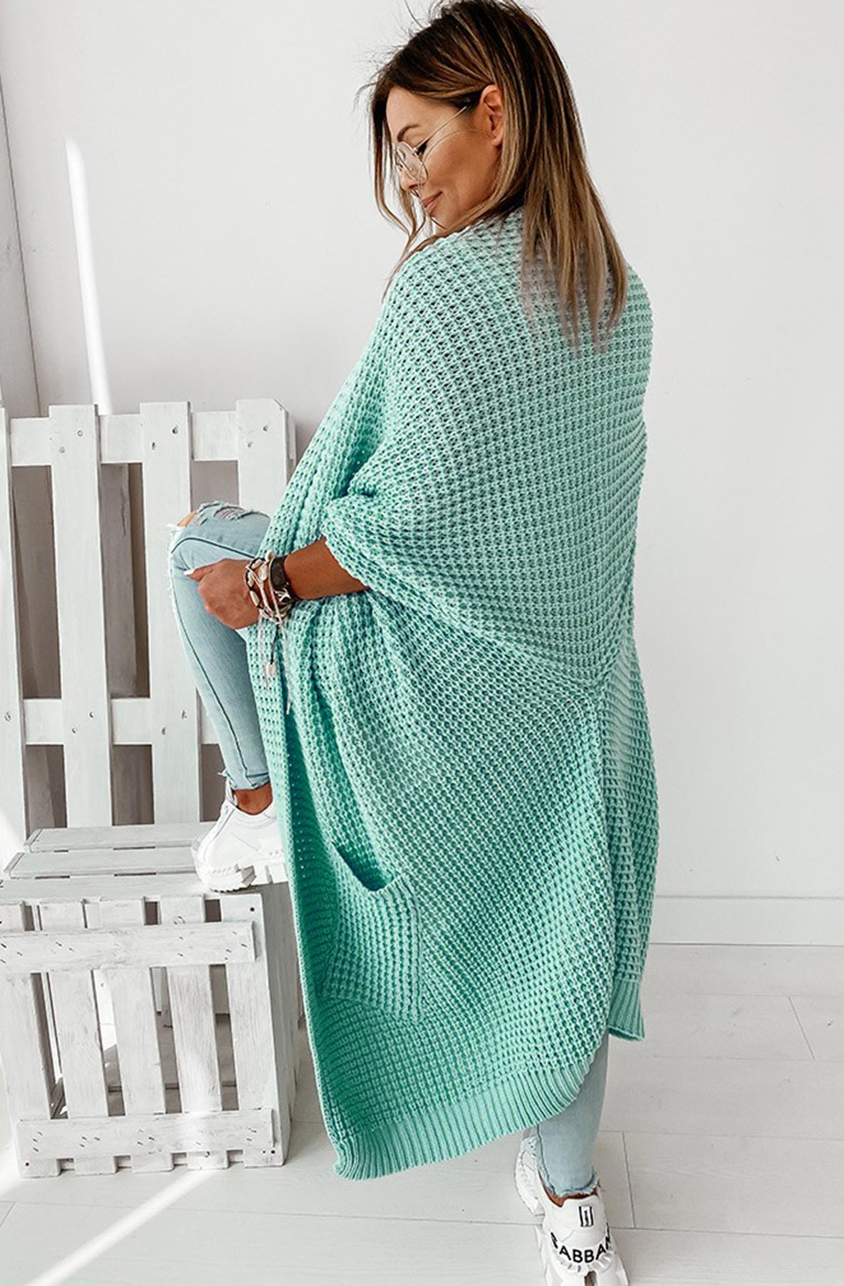 Trudie Longline Knitted Cardigan-Sage