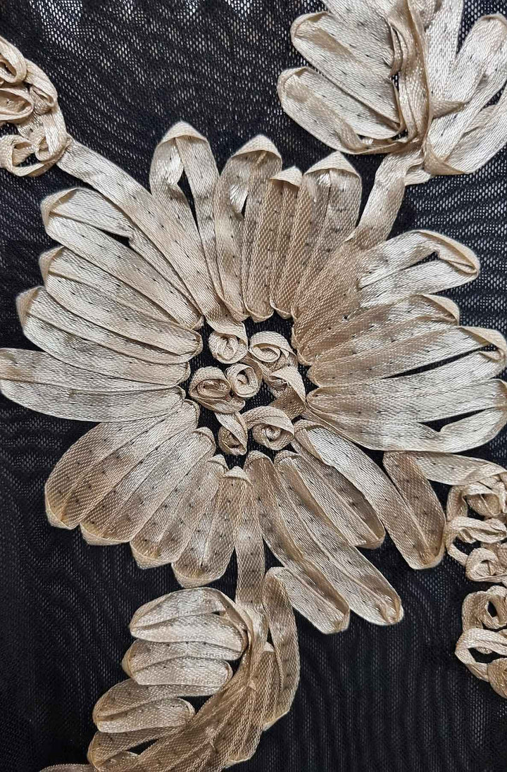 Vonnie Embroidered Mesh Blouse Top-Black