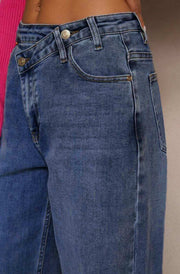 Yara Wide Leg Denim Jeans-Dark Blue