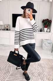 Zarine High-Low Knitted Jumper Sweater-Ivory