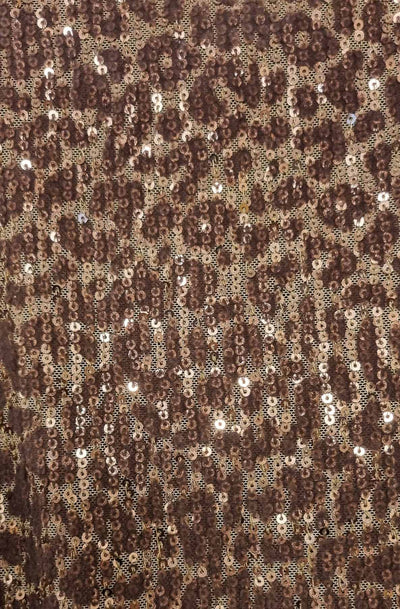 Zenya Sequin Leopard Sleeveless Blouse Top-Rust