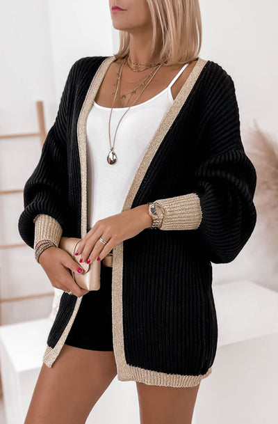 Becca Shimmer Knitted Longline Cardigan-Black