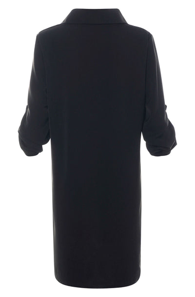 Dove PLUS SIZE Animal Print Pocket Oversized Shirt Dress-Black