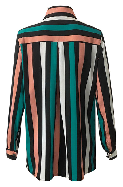 Frances Striped Print Shirt Blouse Top-Multi