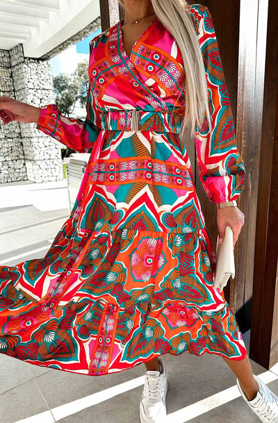 Lisha Multicoloured Abstract Print Maxi Dress