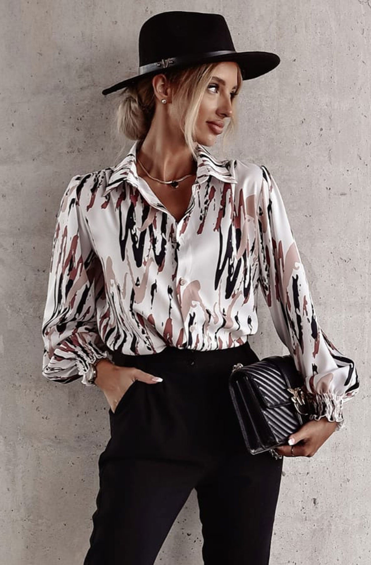 Mazie Abstract Print Blouse Top Shirt