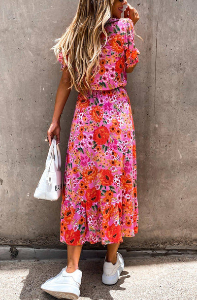 Milani Floral Side Slit Midaxi Dress - Catwalk Wholesale - wholesale clothing
