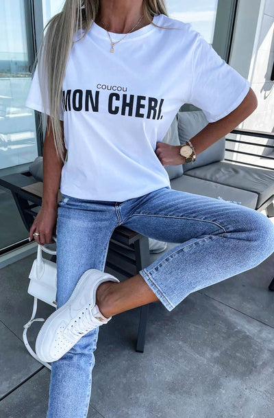 'Mon Cheri' Printed T-shirt Top