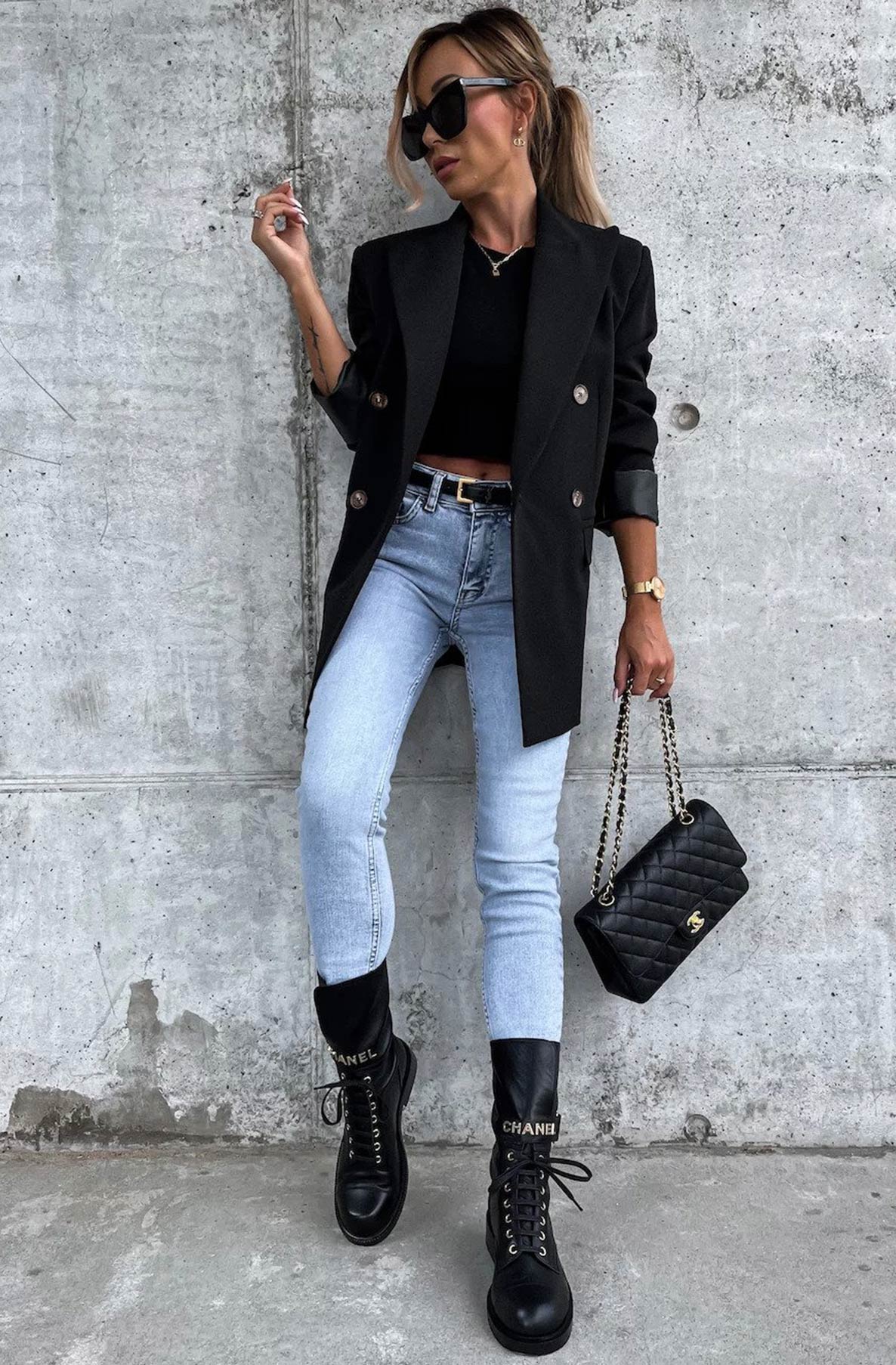 Myla Oversized Faux Leather Blazer Jacket-Black
